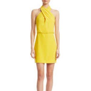 Halston Sleeveless Crossover Halter Sheath Dress